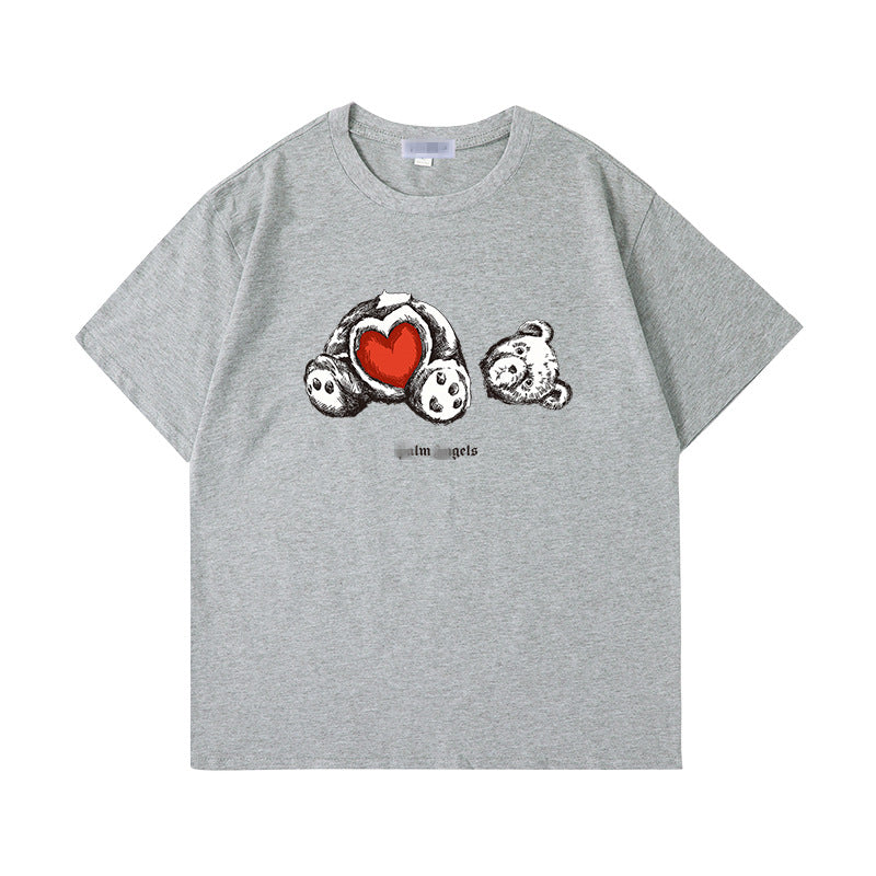 Palm Angels T Shirts Palm Angels Love Teddy Bear Printed Short Sleeve T-shirt