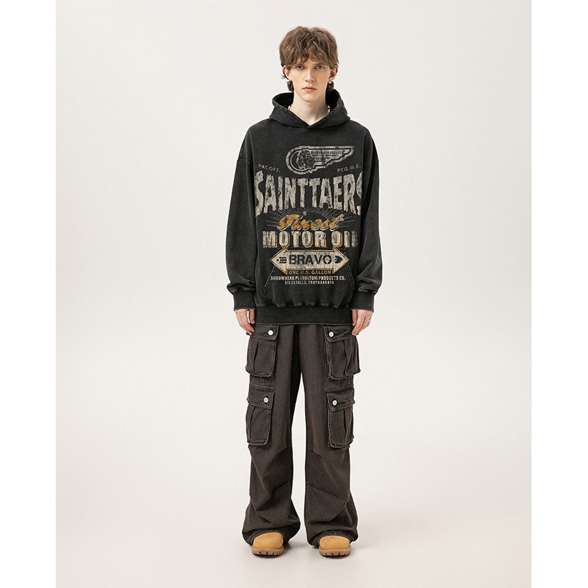 Unisex Hoodies Saint Michael Old Loose Hoodie