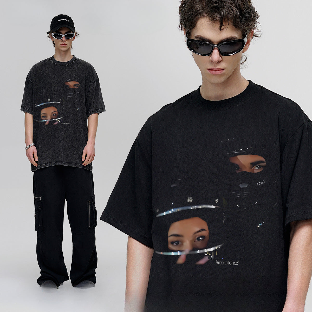 Vintage T-shirts Locomotive Junior Print Short Sleeve Loose Cotton