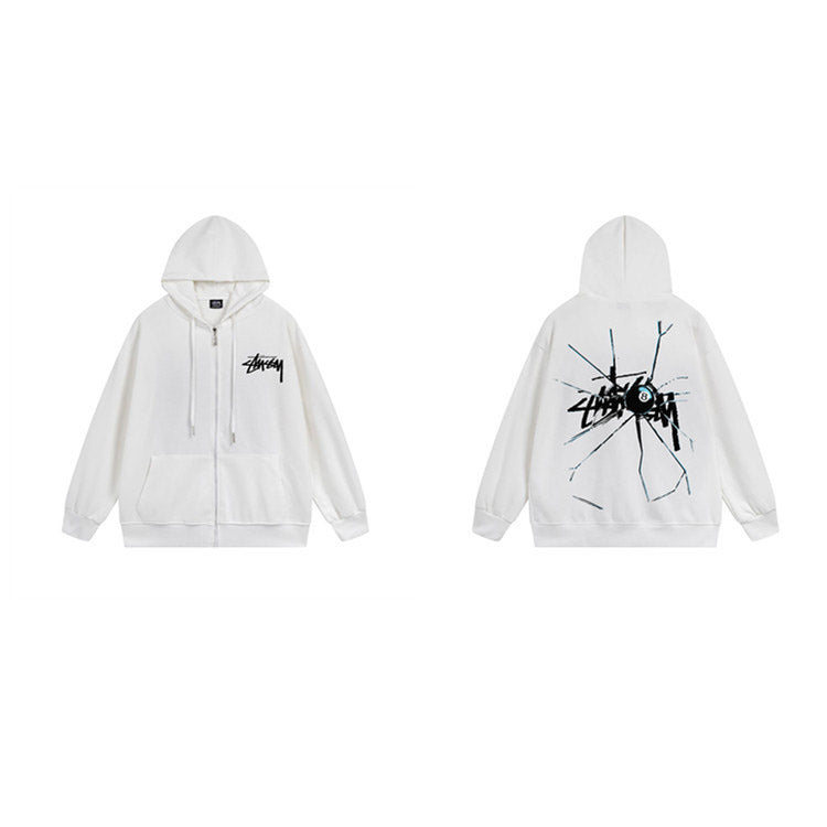Stussy Hoodie Zip-Up Cardigan Fleece Hooded Sweater