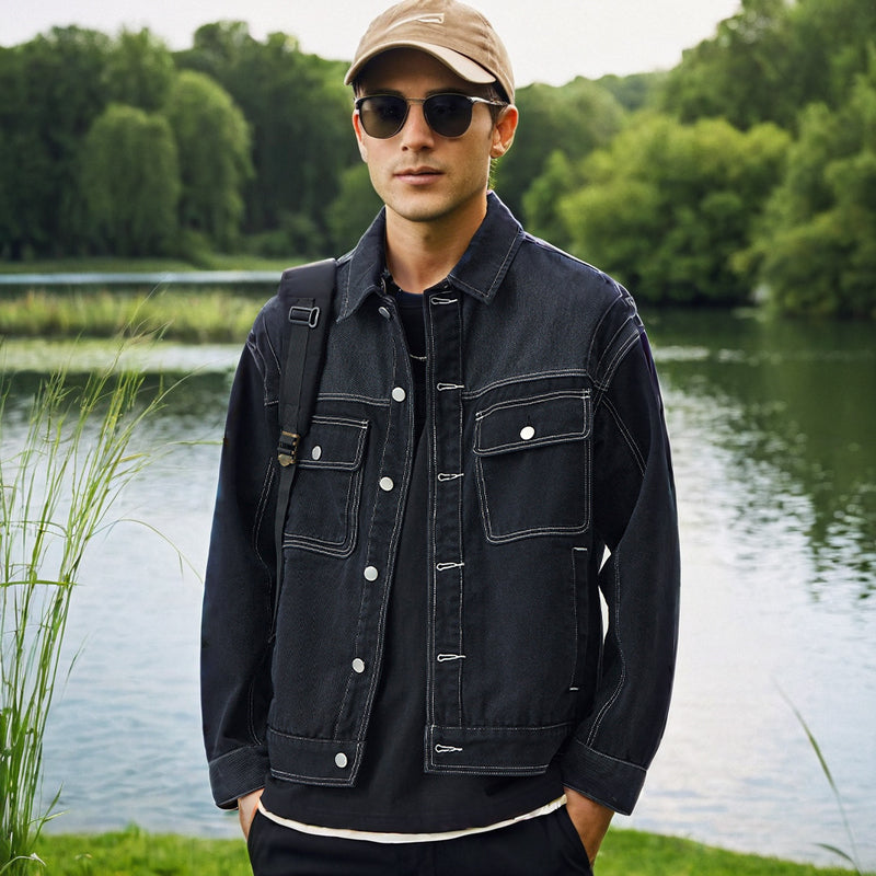Men's Jacket Men's Washed Denim Jacket Men's