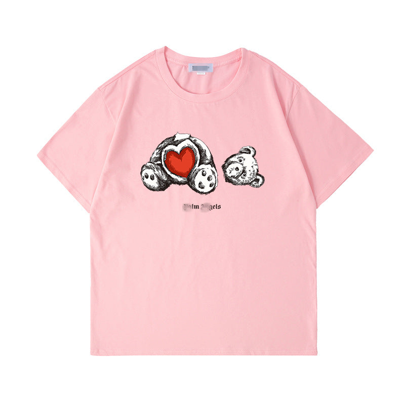 Palm Angels T Shirts Palm Angels Love Teddy Bear Printed Short Sleeve T-shirt
