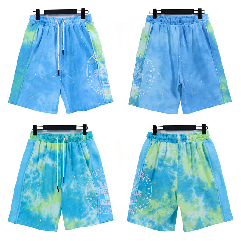Palm Angle T Shirts Splash-Ink Tie-Dye Sports Beach Pants