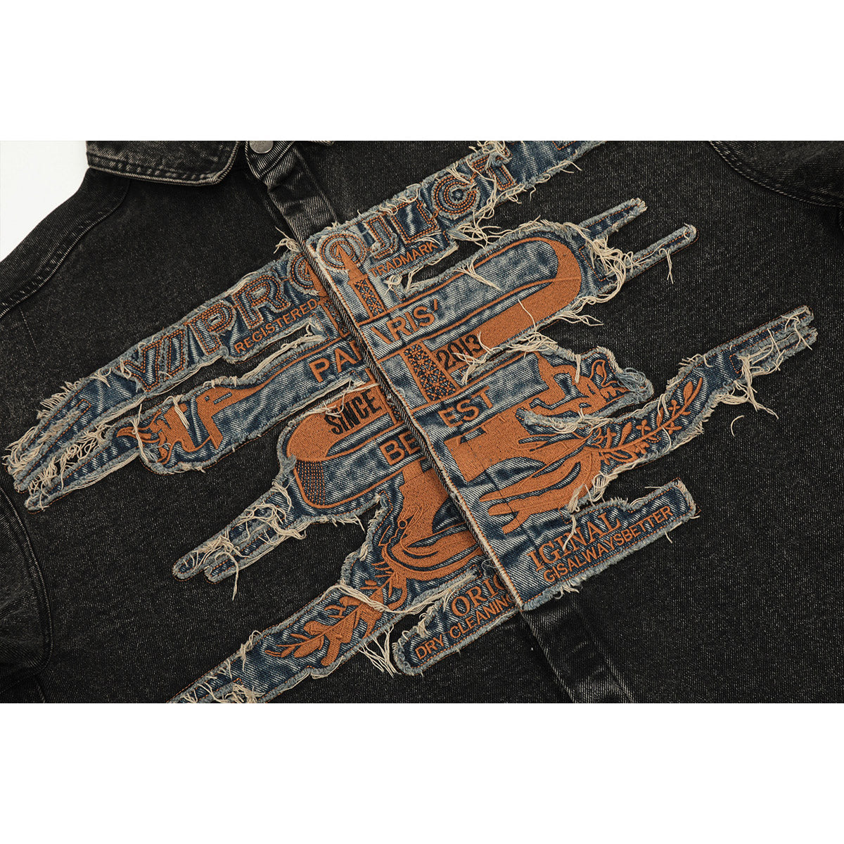 Unisex Denim Jacket Old Patch Embroidered Denim Jacket