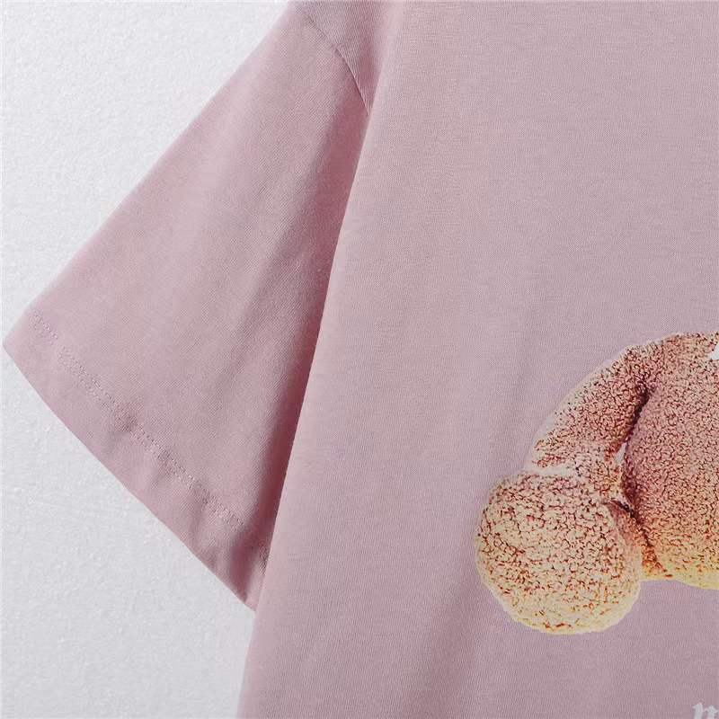 Palm Angels T Shirts Broken Bear Printed round Neck Short Sleeve T-shirt