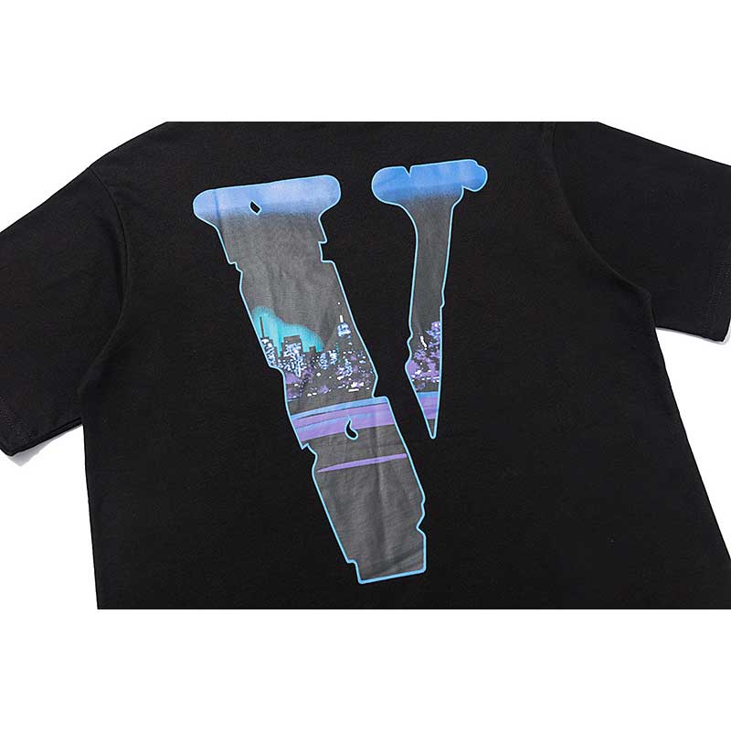 Vlone T Shirts V-Shaped Female Somke Printed Short Sleeve T-shirt Men and Women Hip Hop Couple Half Sleeve