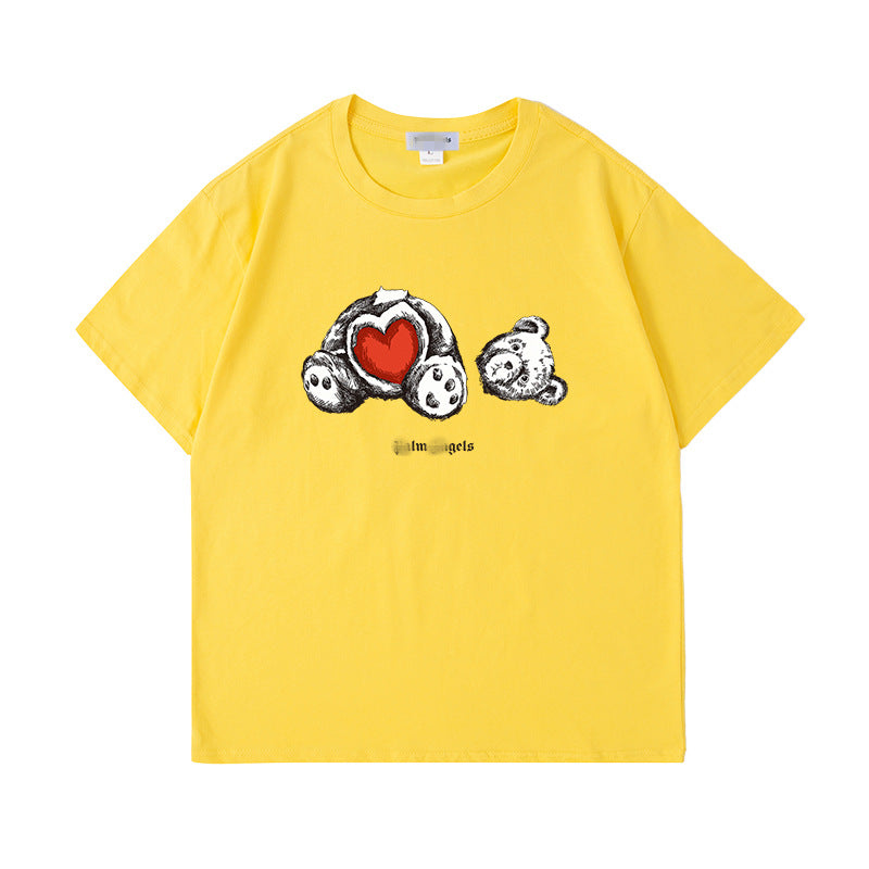 Palm Angels T Shirts Palm Angels Love Teddy Bear Printed Short Sleeve T-shirt