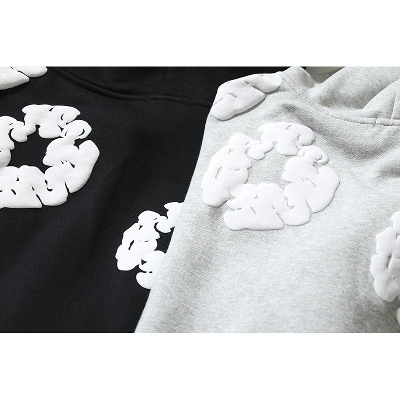 Kanye West Denim Tears Sunday Service Hoodie Autumn Winter Retro Three-Dimensional Foam Flower Print Embroidered Hoodie