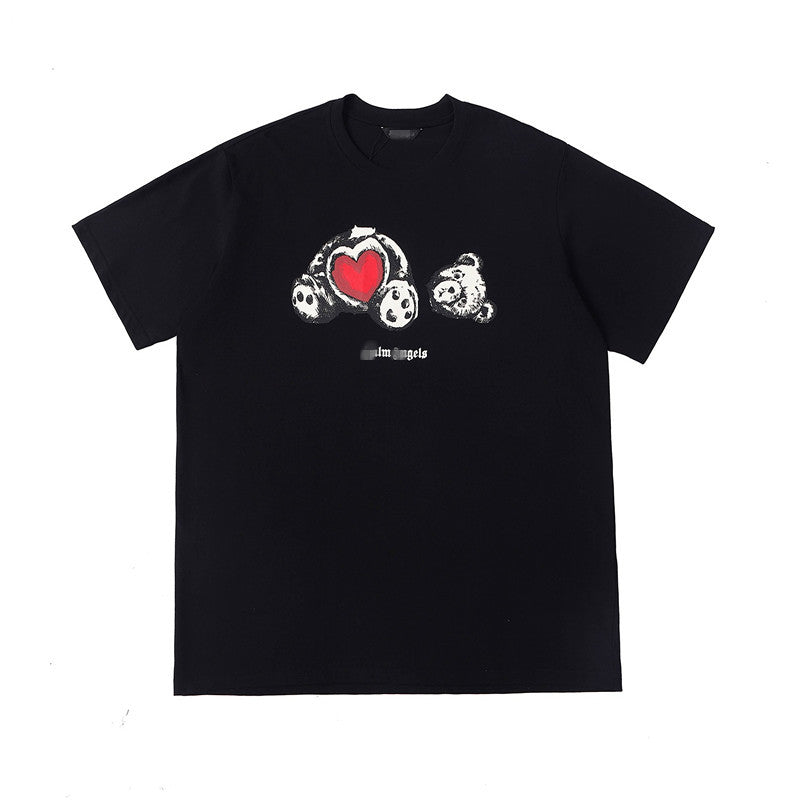 Palm Angels T Shirts Angel Broken Head Heart Printing Short Sleeve T-shirt Men's Loose