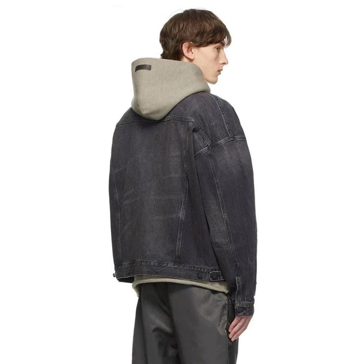 Unisex Denim Jacket FOG Lapel Vintage Black Denim Jacket