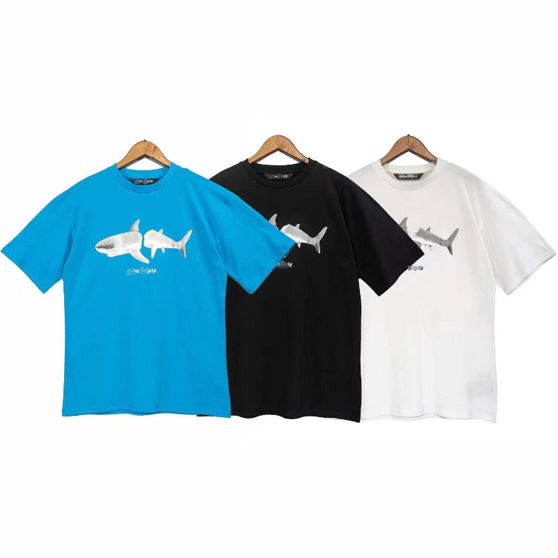 Palm Angle T Shirts Shark Print Loose