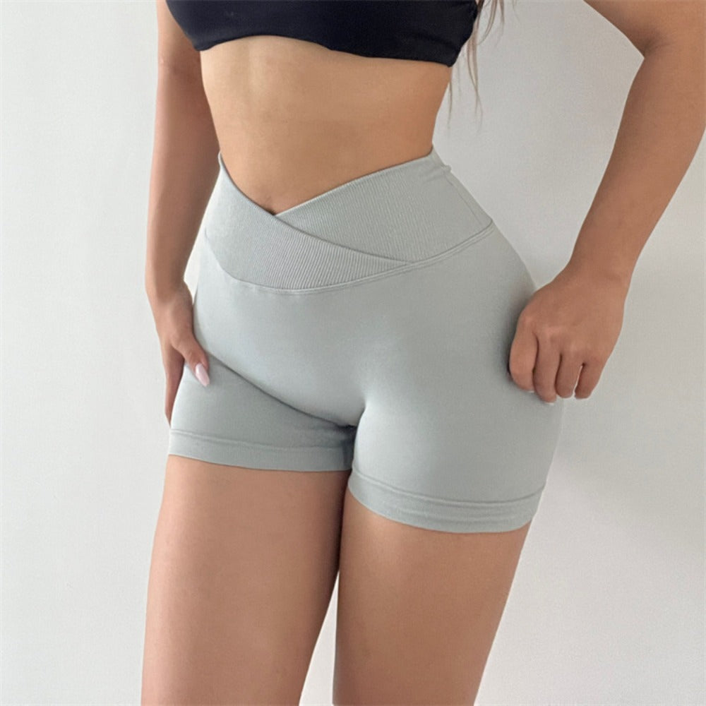 Women Yoga Sports Shorts Yoga Shorts Elastic High Waist Running Workout Shorts
