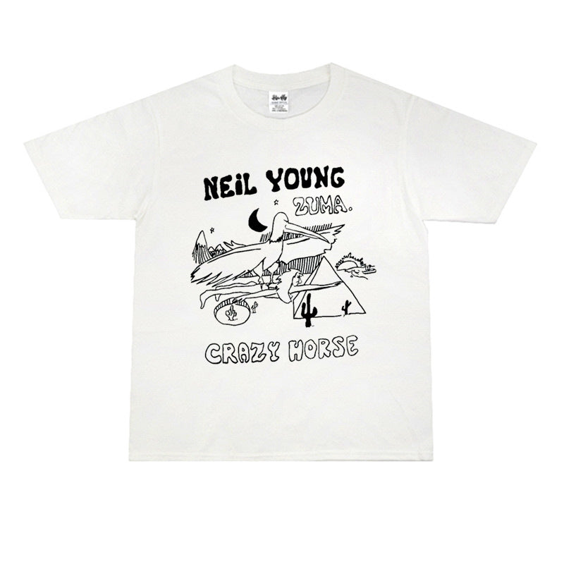 Rock Star T Shirt Neil Percival Young Poster Print T-shirt Short Sleeve round Neck