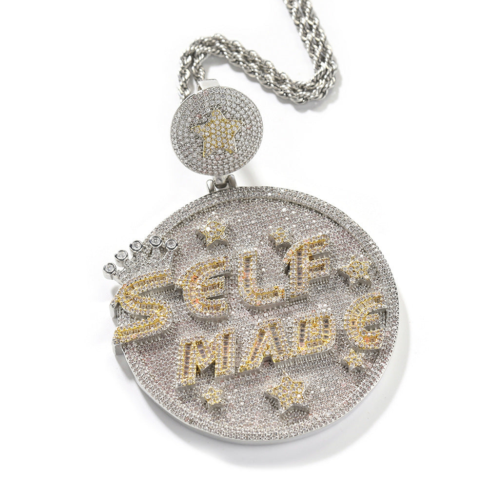 Jewelry selfmade letter pendant full diamond necklace Cannabis Word Up snowflake St. Valentine's Spectrum