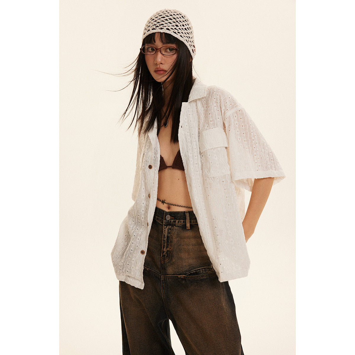 Unisex Shirt Hollow Loose Casual