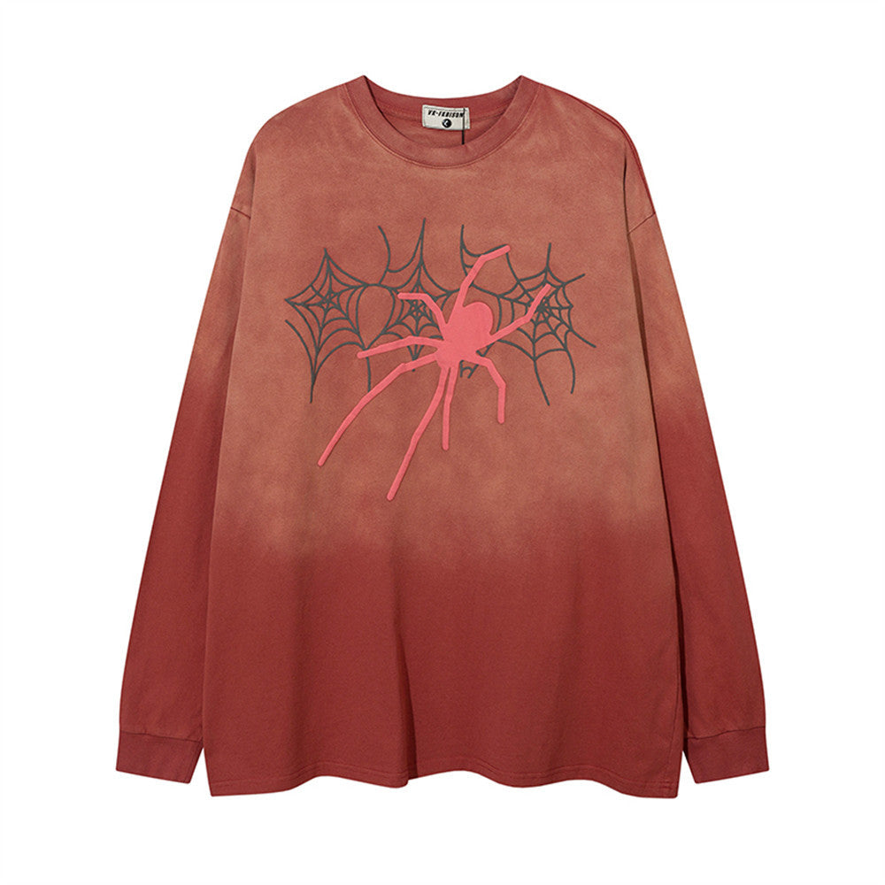 Men Long Sleeve T-shirt Dark Style Personality Spider Print