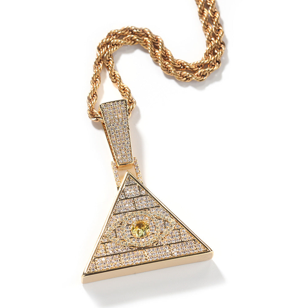 Jewelry Pyramid Eye Pendant Personality Necklace with Diamonds Royalty Dog Tags Spectrum