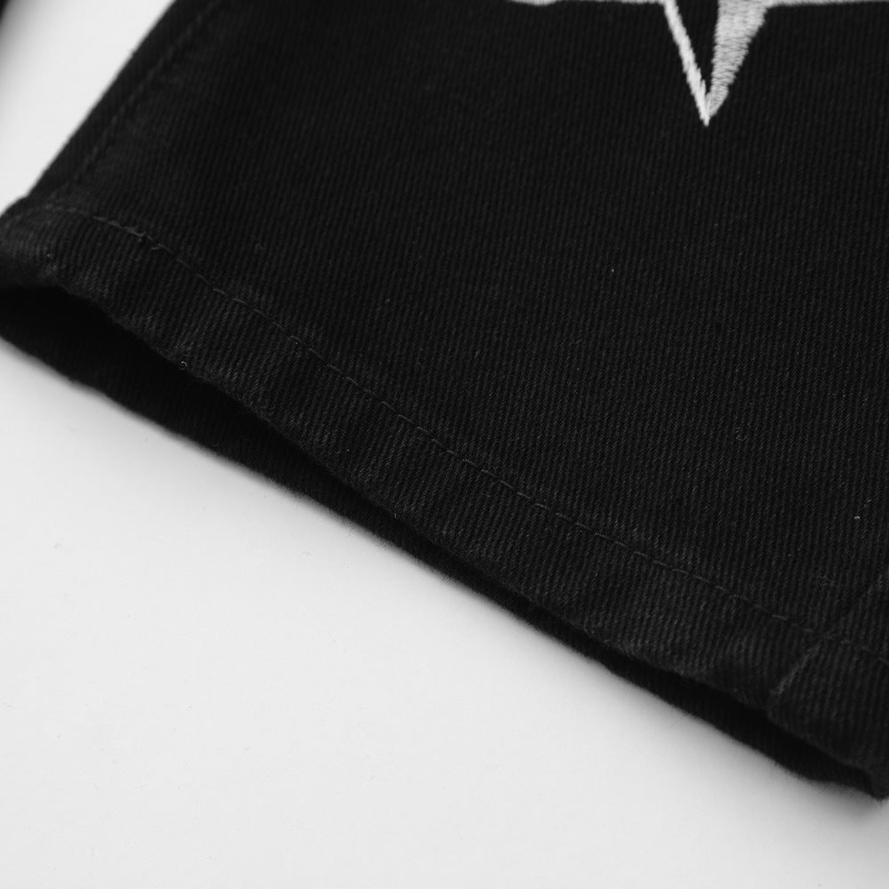 Men Jeans Five-Pointed Star Embroidery