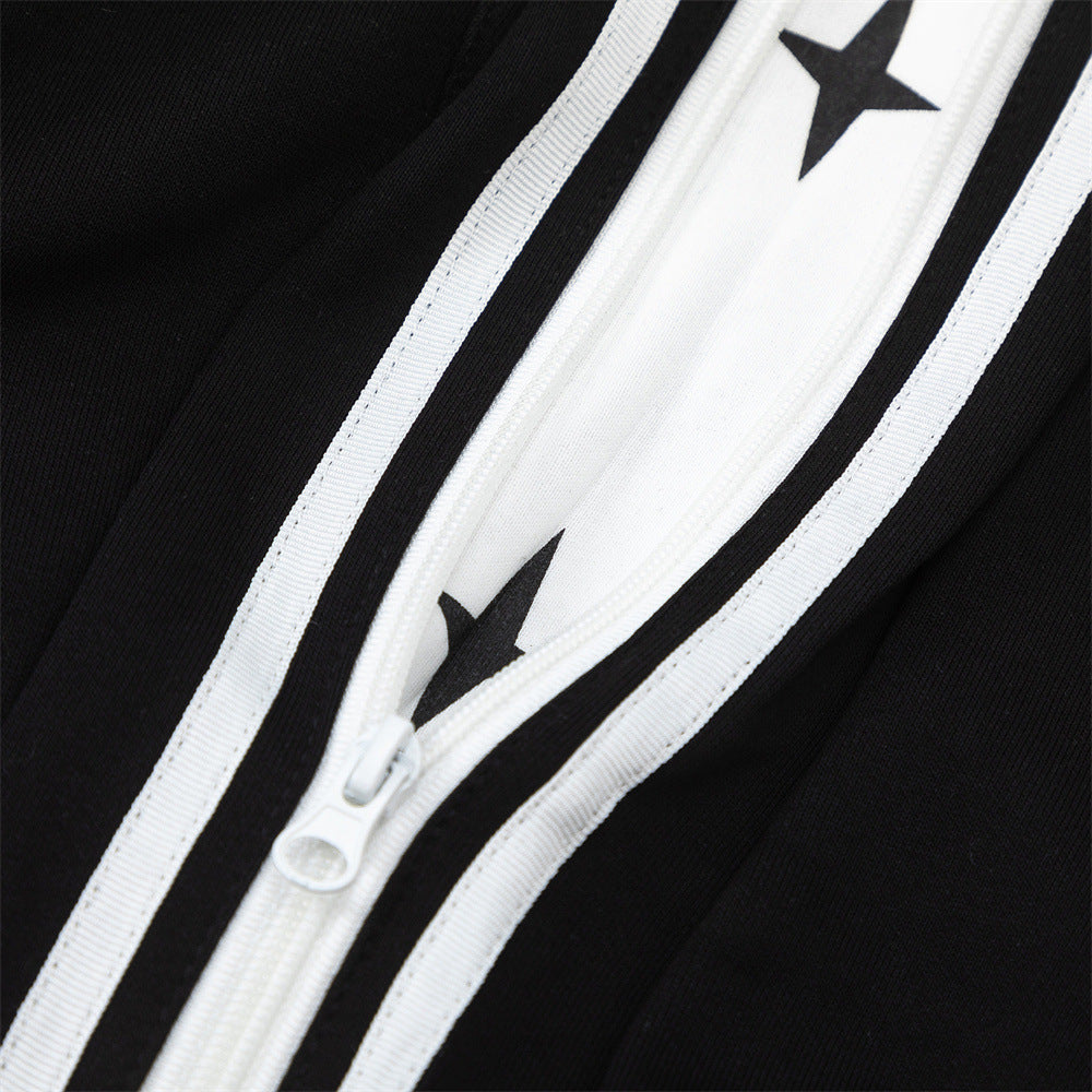Men Sweatpants Sports Leisure Tappered Trousers with an Elasticated Waist Side Stripe Stitching Loose Zip Trousers