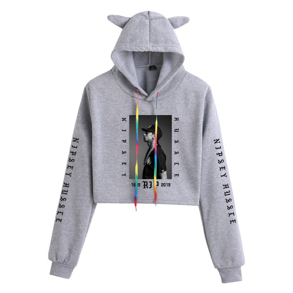 Nipsey Hussle Hoodie Rap Loose Cat Ears Sweater for Women