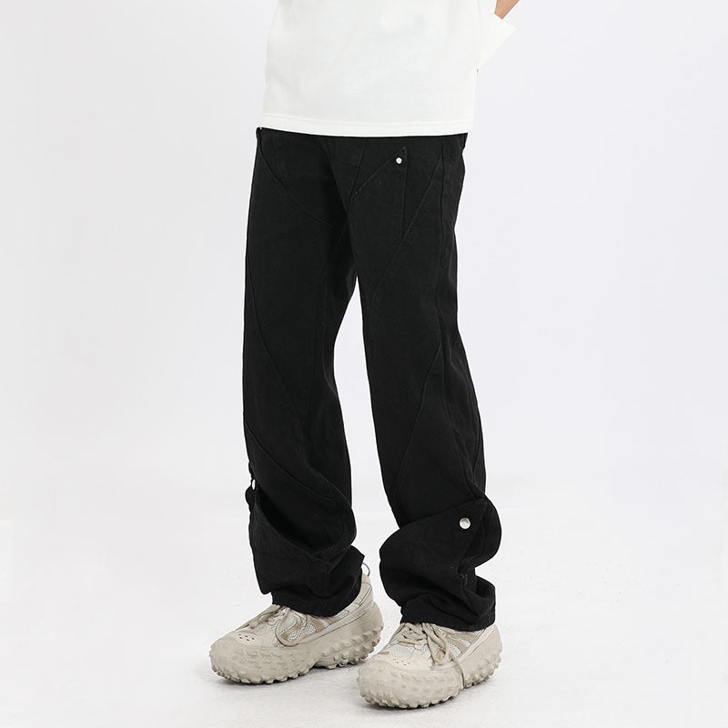 Men Jeans Vintage Distressed Straight-Leg Denim Pants Straight-Leg Denim Trousers