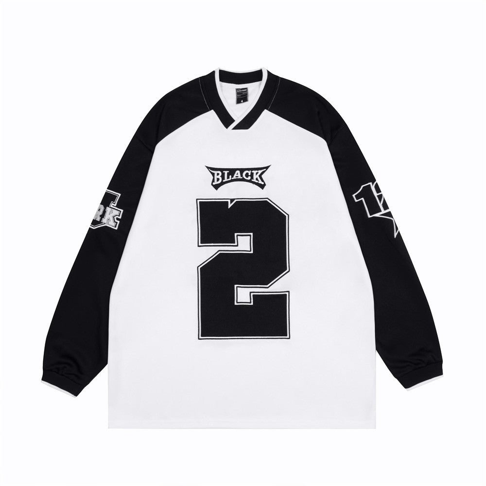 Men Long Sleeve T-shirt Racing Car Stickers Cloth Embroidery