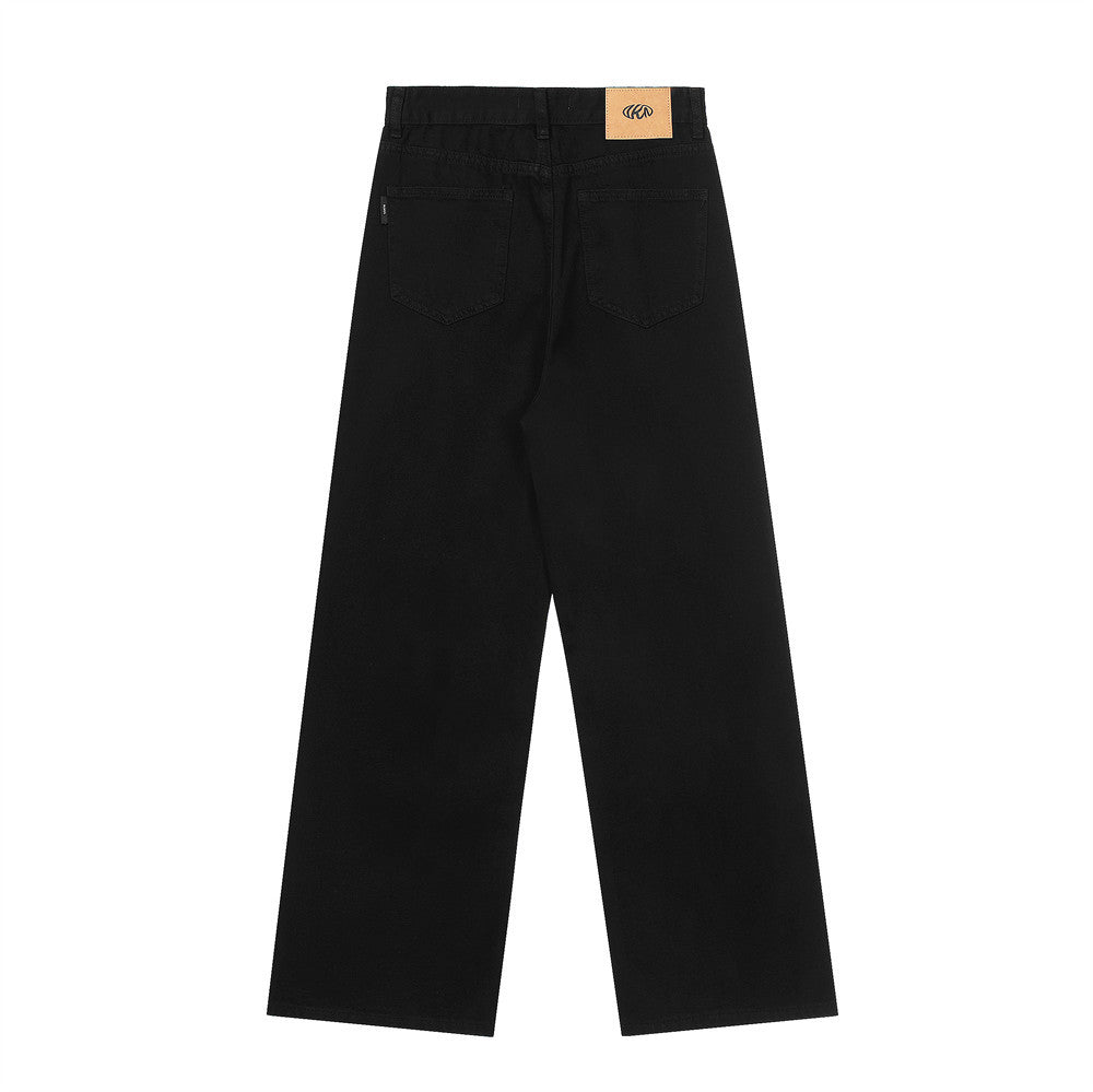 Men Jeans Loose Pure Color Simple Casual