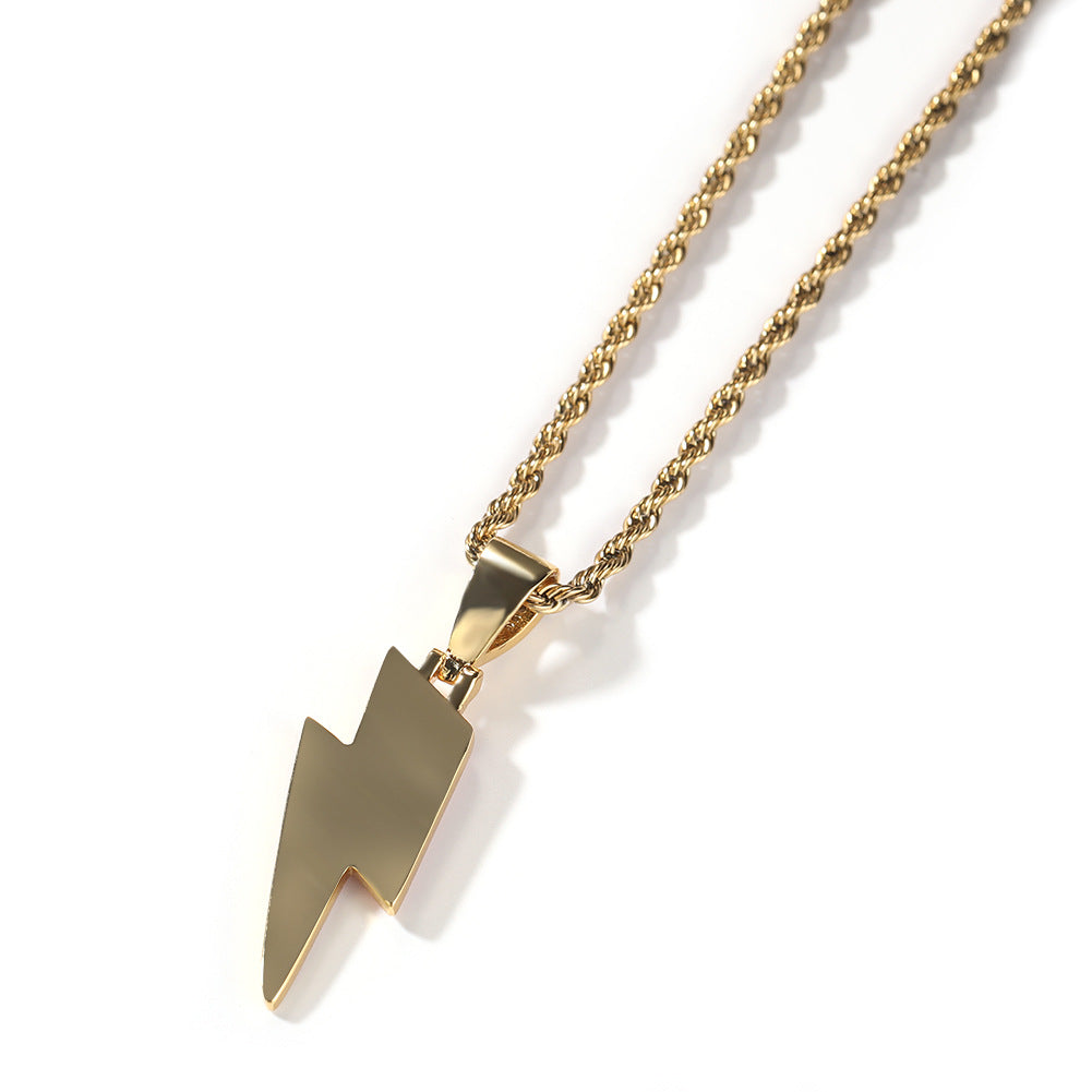 Jewelry Luminous Lightning Necklace Simple ins Wind Drip Oil Inlaid Zirconium Night light lightning Jesus Pieces