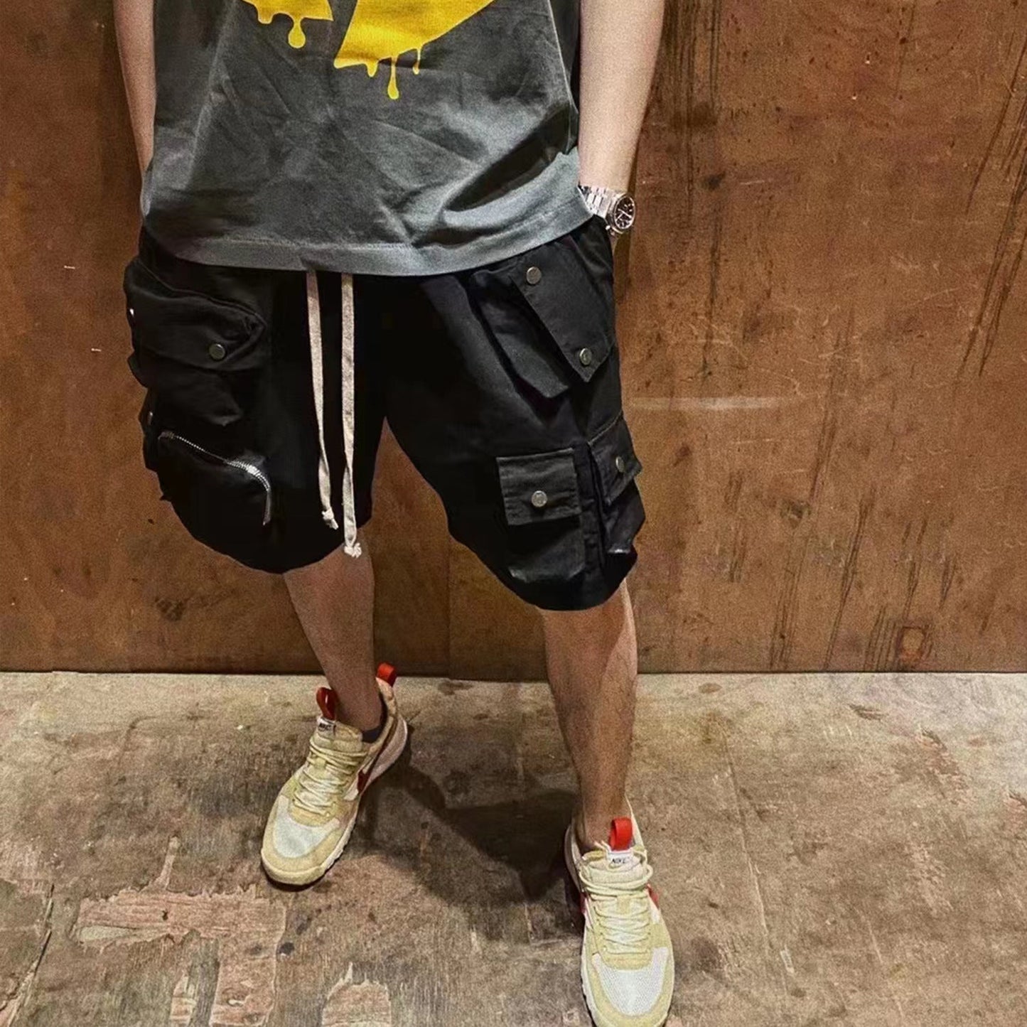 MIJKO Mens Shorts Casual Pants Multi-Pocket Shorts