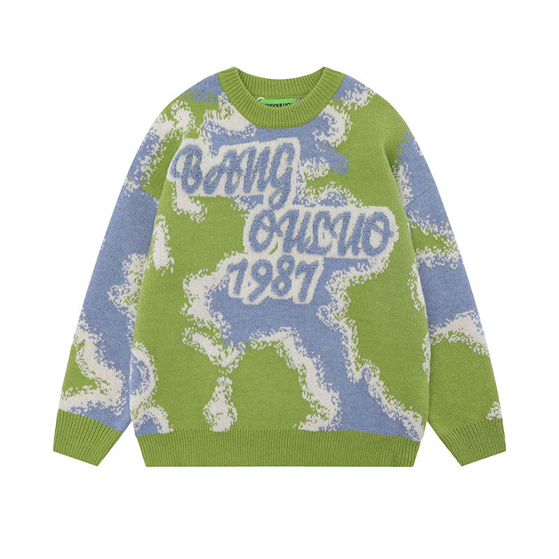 Women Sweater Retro College Style Soft Knit