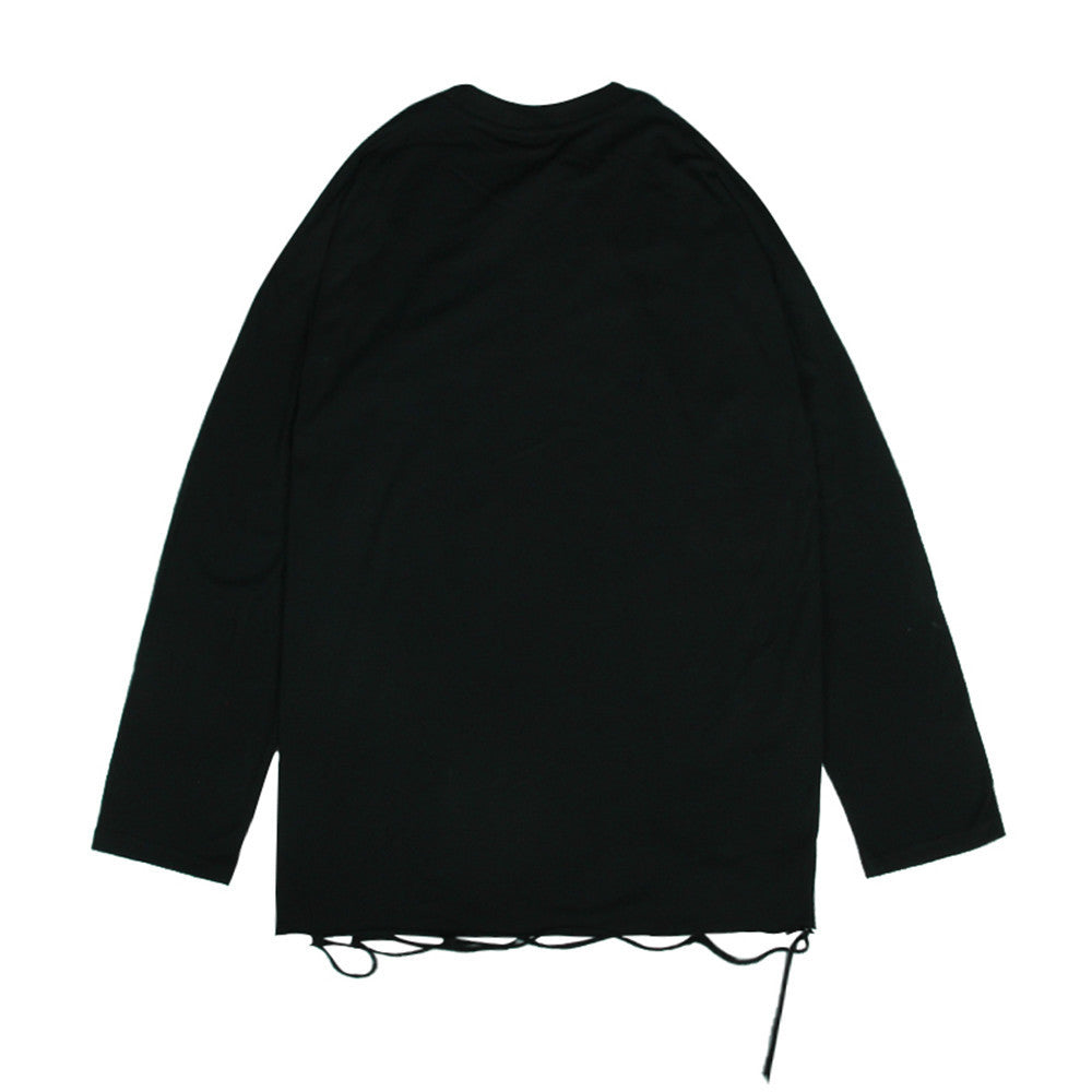 Men Long Sleeve T-Shirt Ripped T-shirt Trendy Loose