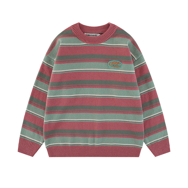 Women Sweater Striped Sweater Loose Couple