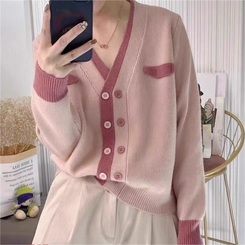 Women Knitted Cardigan Autumn and Winter Knitted Sweater Loose Long Sleeve Jacket