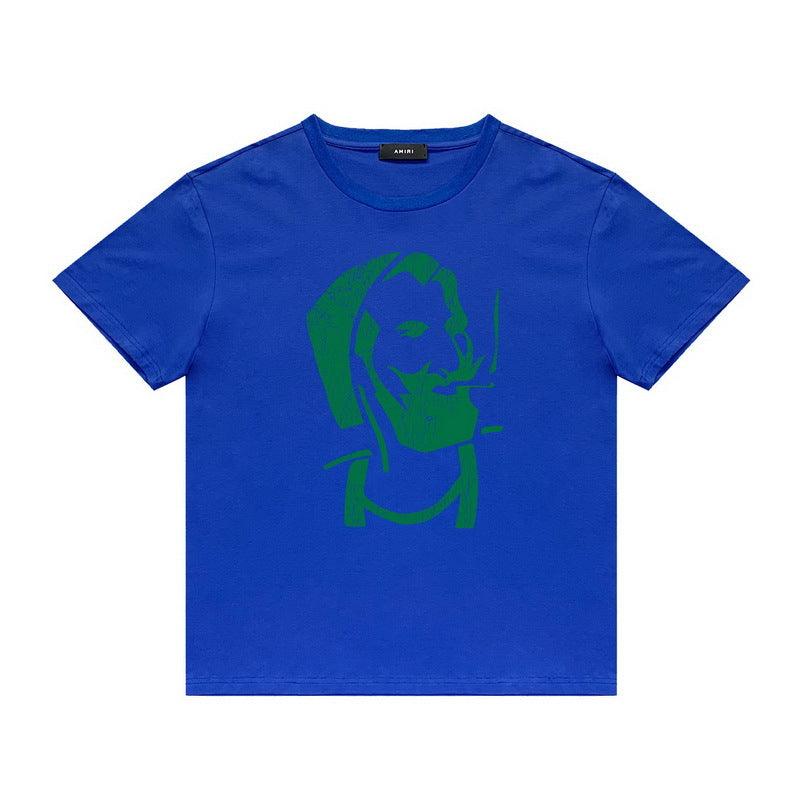 Amiri T Shirt Letter Print Casual Hip Hop High Street round Neck Short Sleeve T-shirt