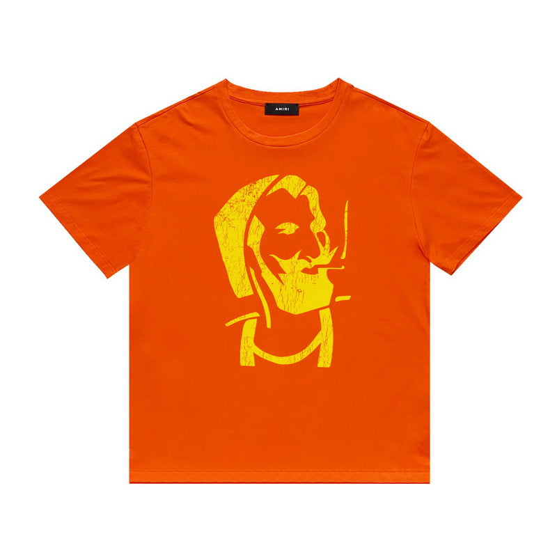 Amiri T Shirt Letter Print Casual Hip Hop High Street round Neck Short Sleeve T-shirt
