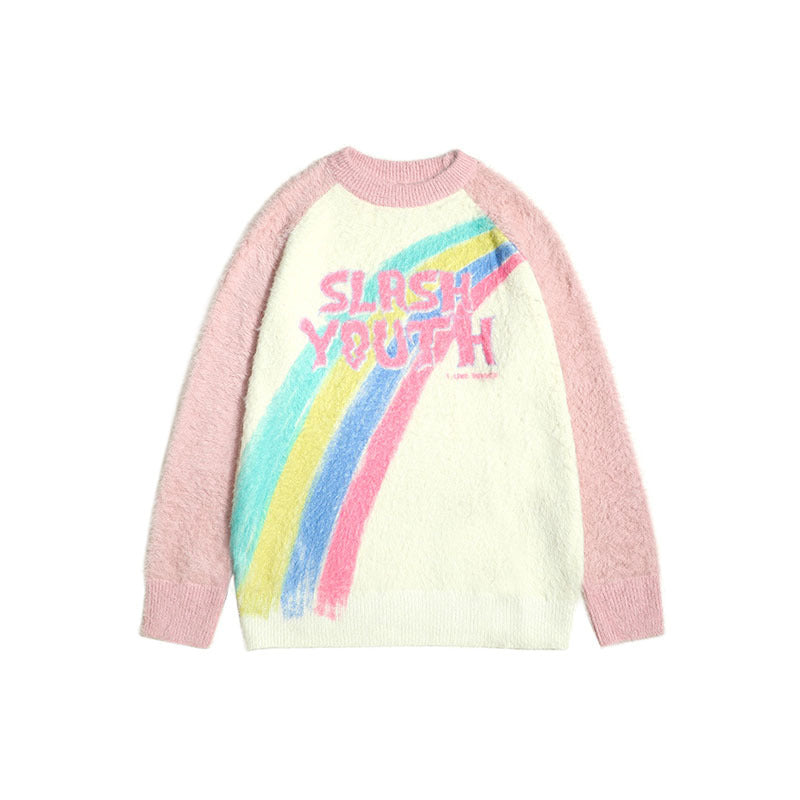 Women Sweater Animal Color Matching Sweater Retro Loose All-Match