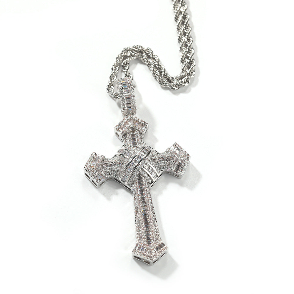 Jewelry Cross Pendant Copper Set Zircon Necklace Crosses Egypt Pieces Jesus Pieces