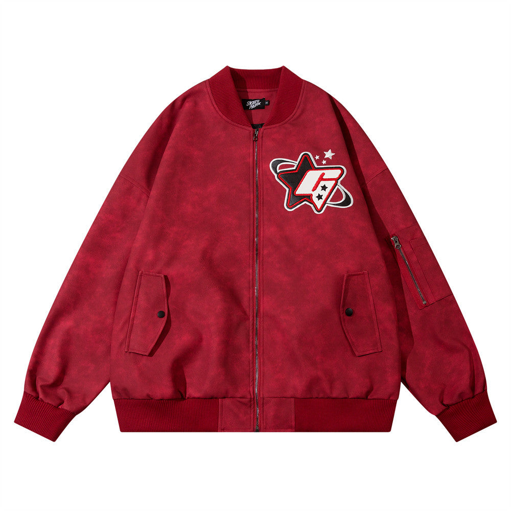 Men Jacket Coat Ins Embroidered Letter Baseball Uniform Jacket Men Autumn and Winter Loose