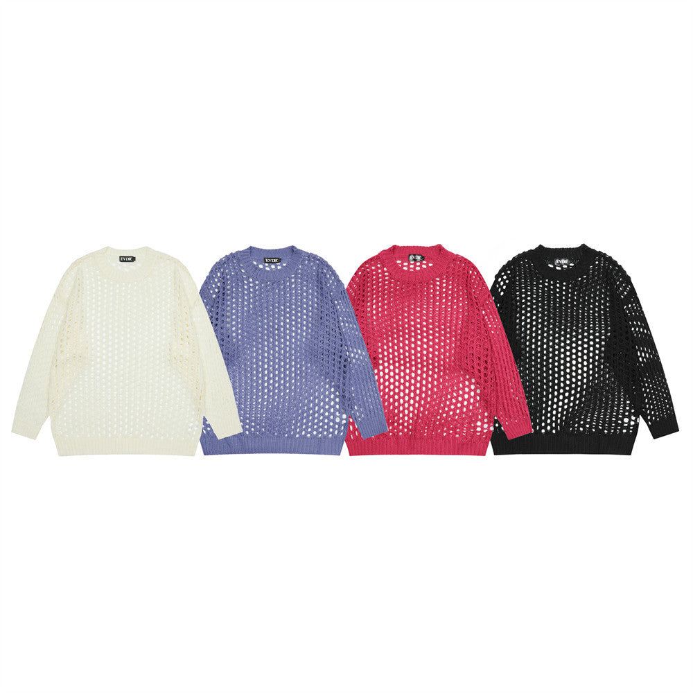 Men Sweater Fashion Special-Interest Mesh Personalized Knitted Sweater
