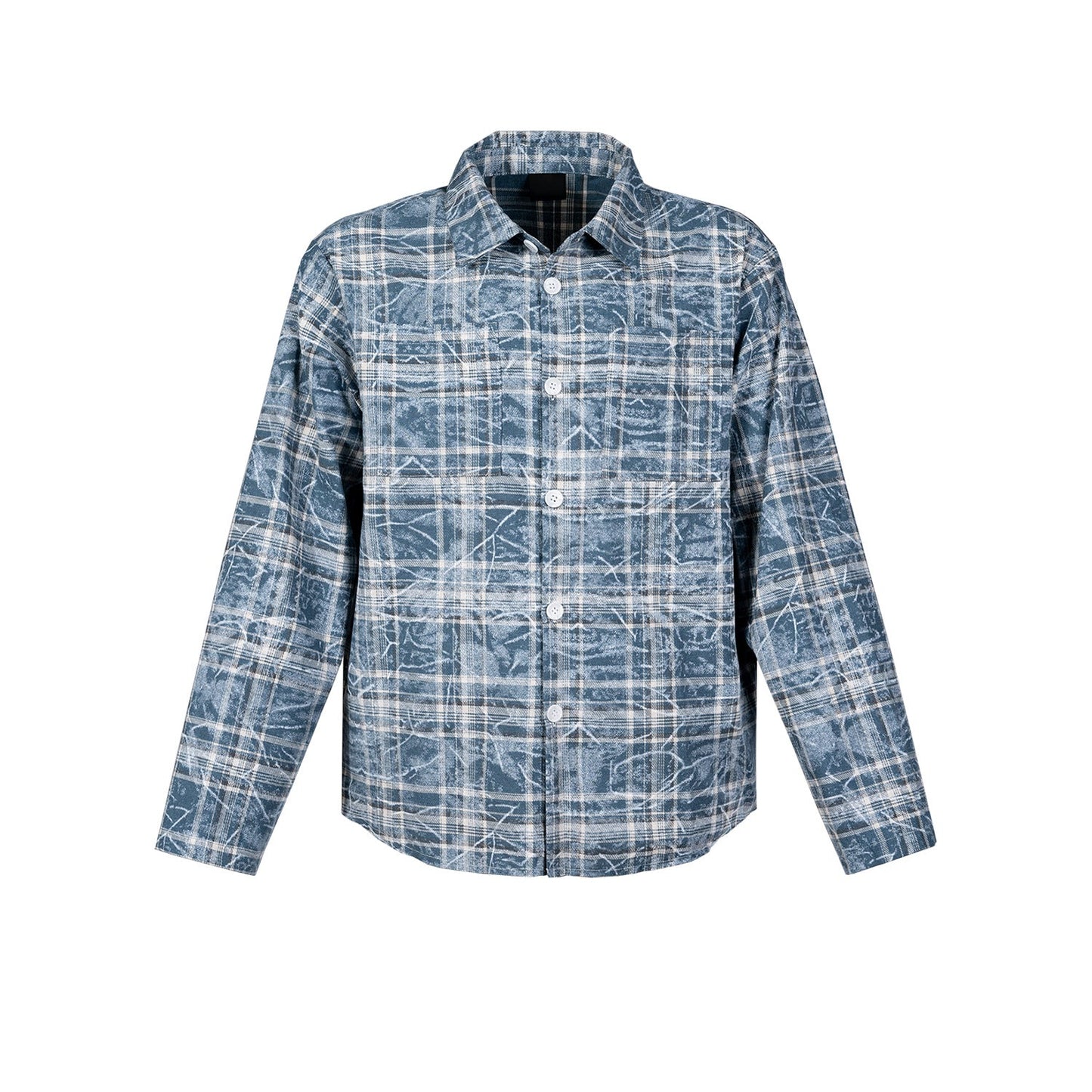 MIJKO Mens Jacket Textured Plaid Shirt Jacket