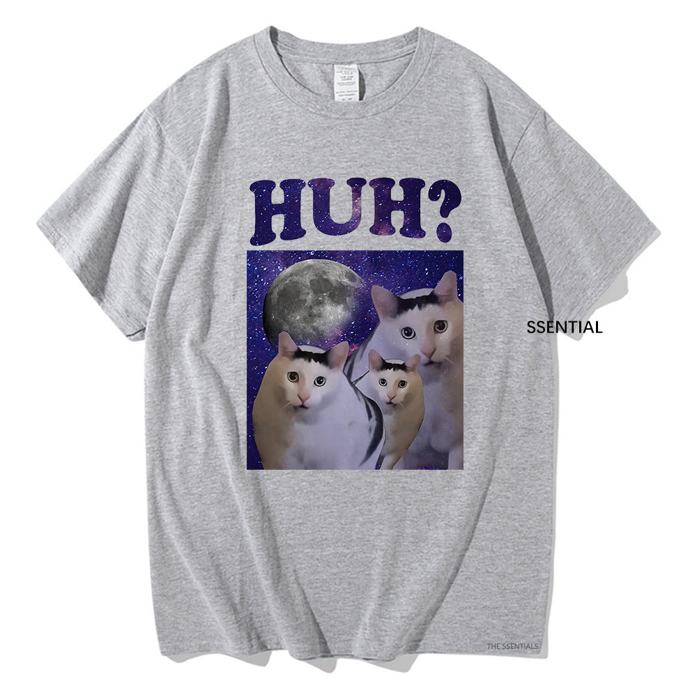 Kawaii Huh Meme Cat T Shirts Funny Men/women T Shirts