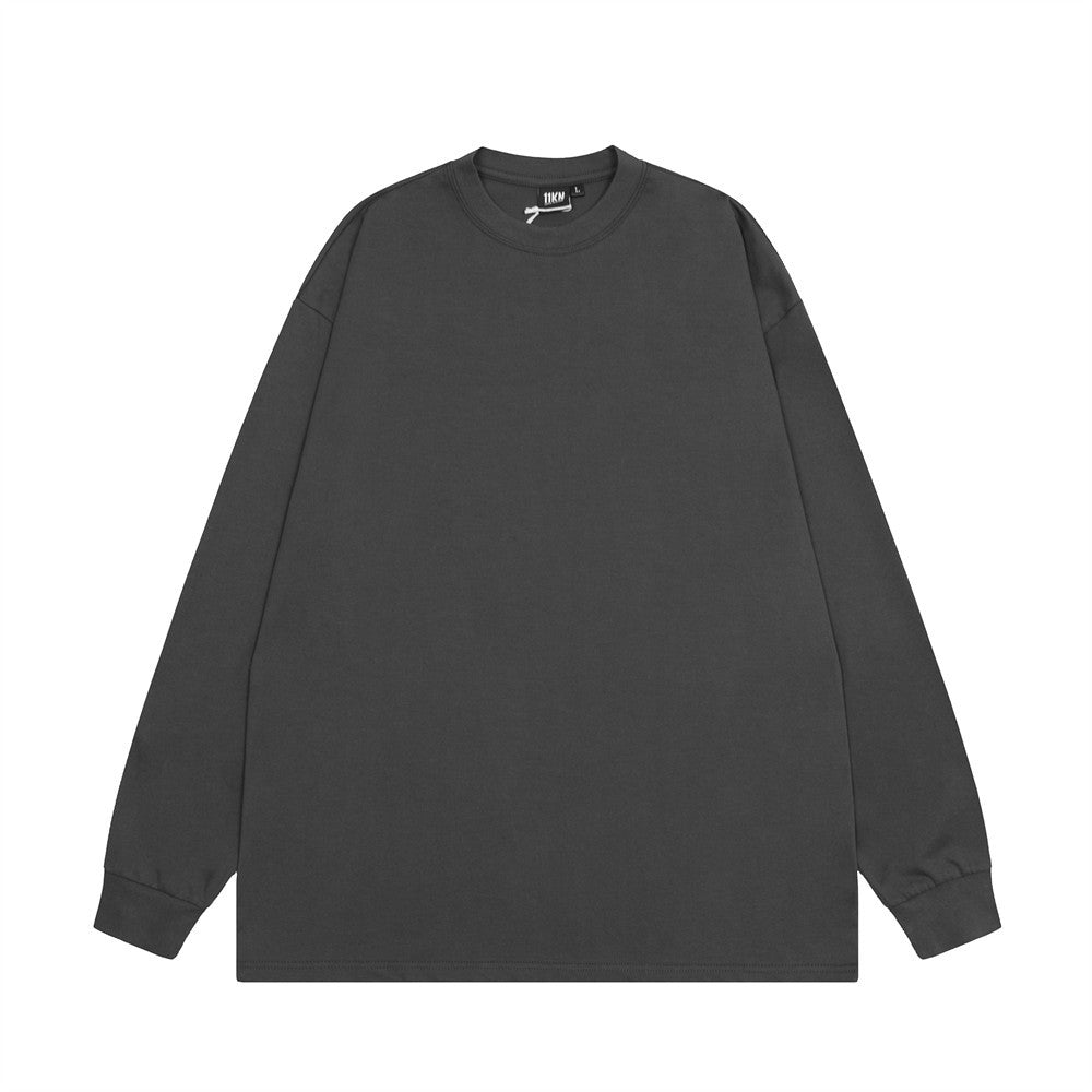 Men Long Sleeve T-Shirt Heavy Solid Color Long Sleeve T-shirt Pure Cotton