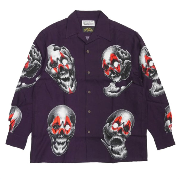 GUILTYPARTIES TIGER Shirts Skull Hawaiian Long Sleeve Shirt