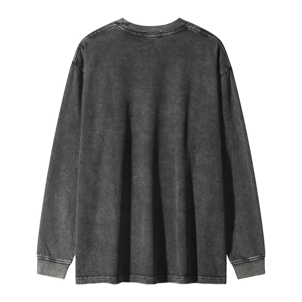 Men Long Sleeve T-Shirt Butterfly Distressed Long Sleeve T-shirt Loose
