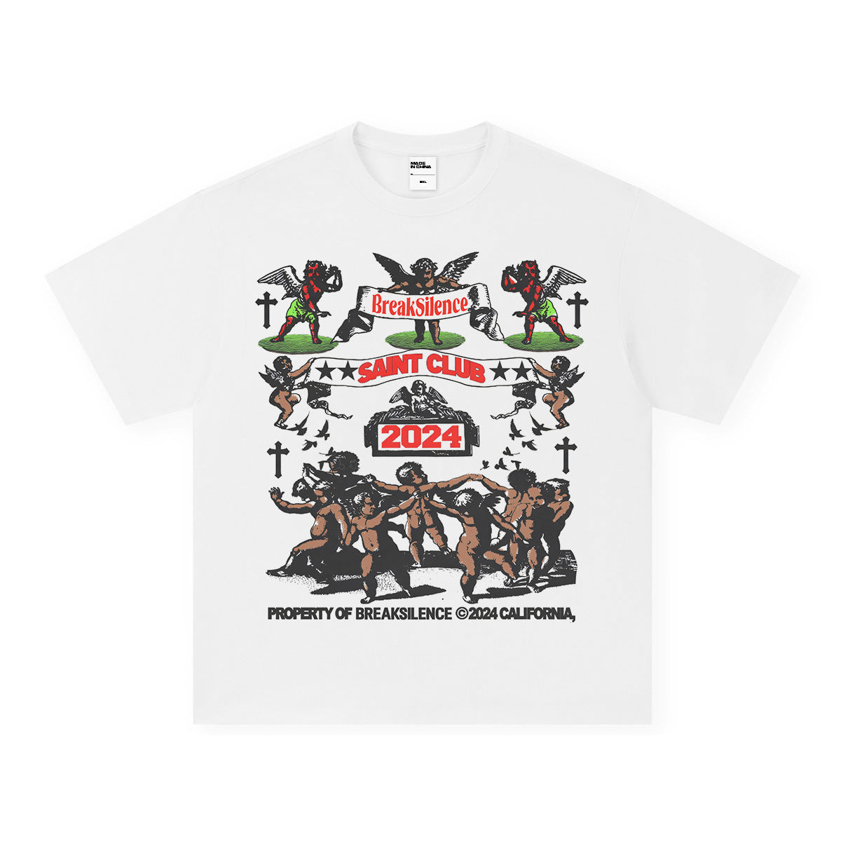 Vintage T-shirts American Vintage Printed Small Neckline Short Sleeve T-Shirt Pure Cotton
