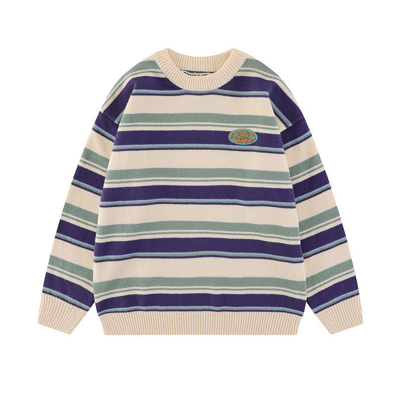 Women Sweater Striped Sweater Loose Couple