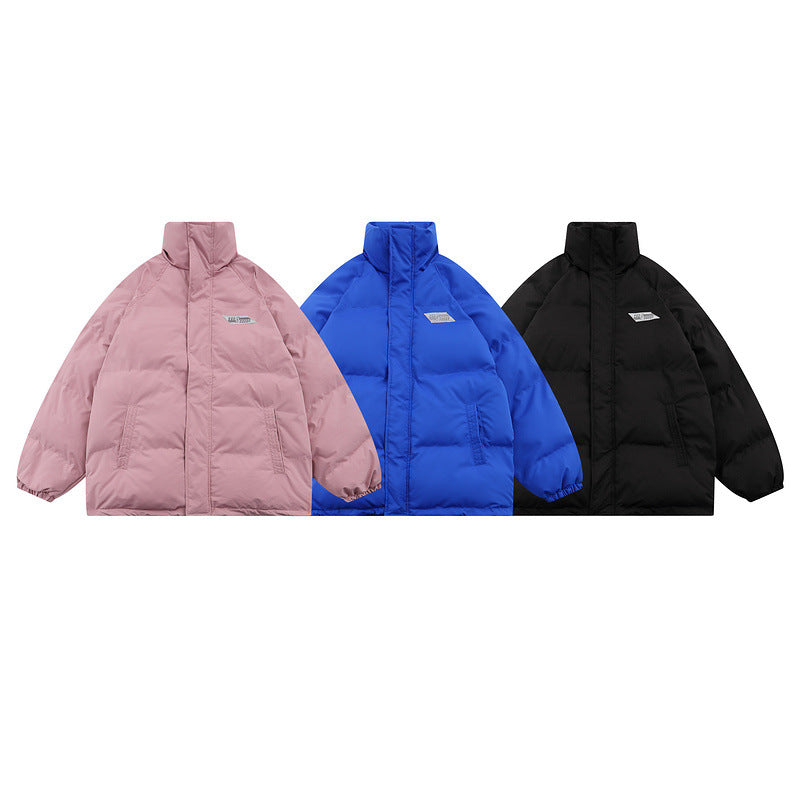 Men Coat Pure Color All-Matching Thickening Stand Collar Loose Casual