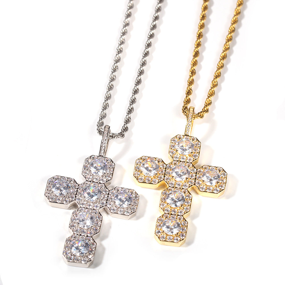Jewelry Cross Pendant Copper Set Zircon Pendant Necklace Egypt Pieces Jesus Pieces Royalty Spectrum