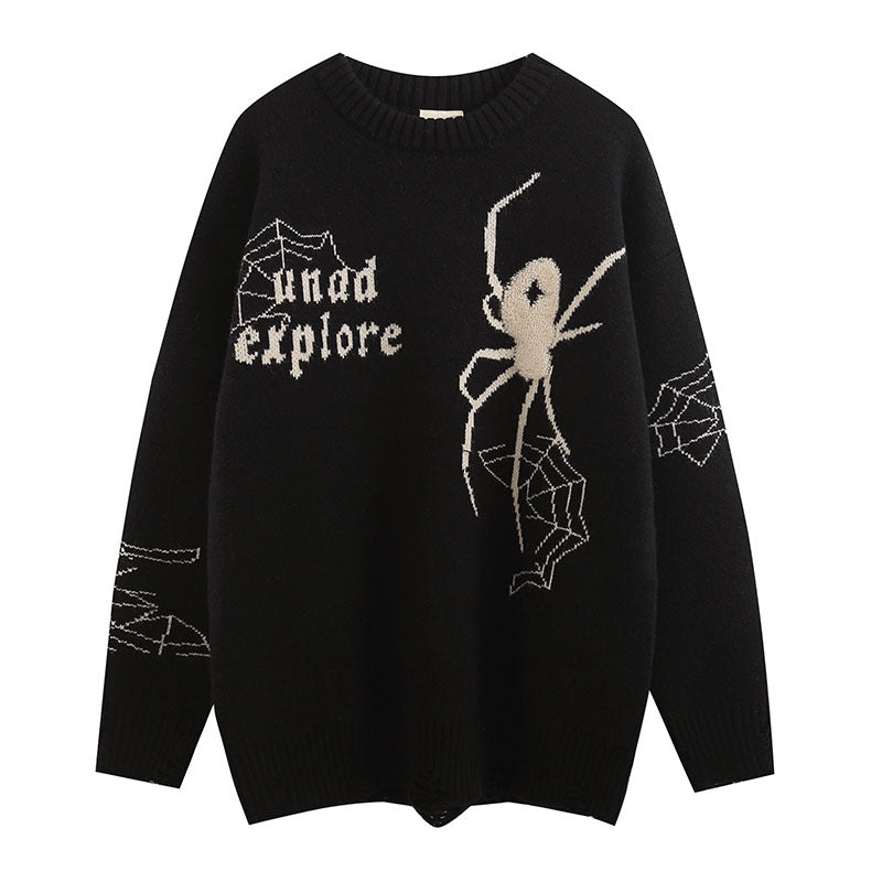 Women Sweater Spider Jacquard Knitted Sweater Versatile