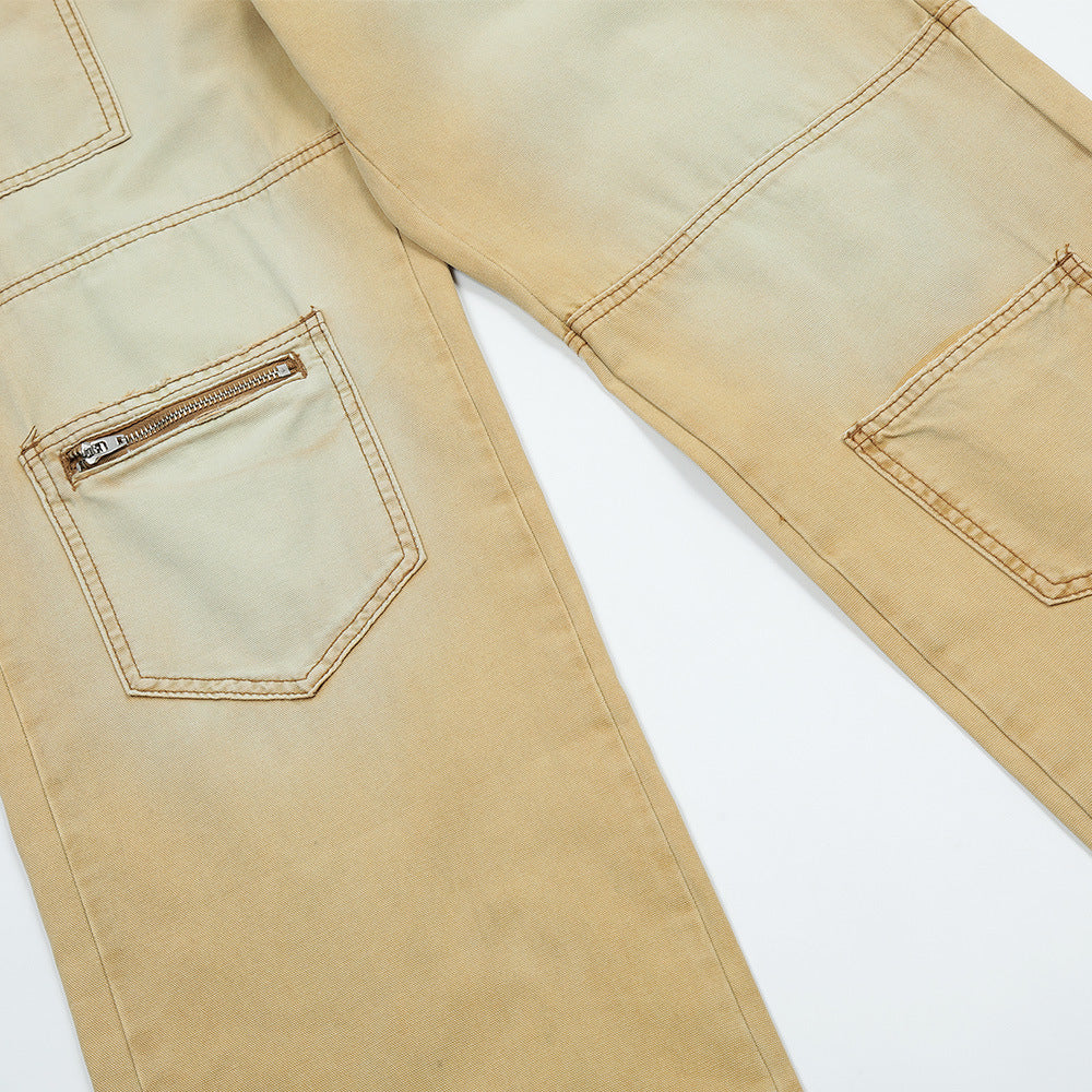 Men Jeans Irregular Pocket Zipper Casual